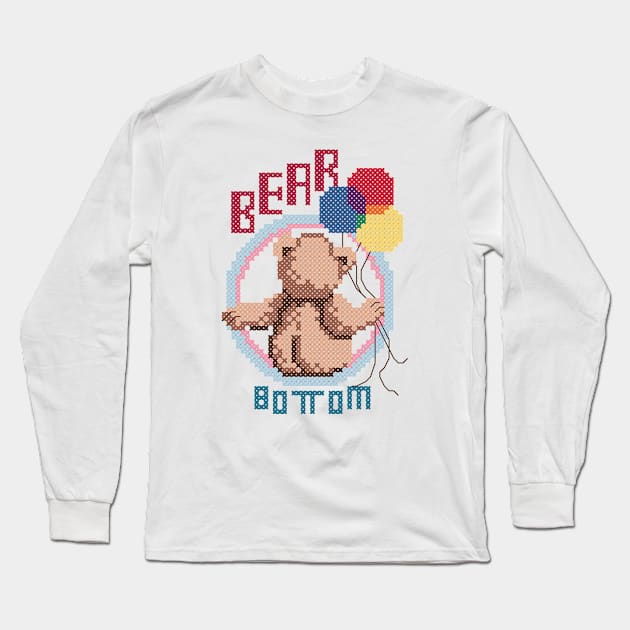 Bear Bottom Cross Stitch Long Sleeve T-Shirt by inotyler